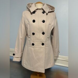 Double breasted hooded pea coat